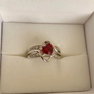 Ruby and Sapphire Sterling Silver Ring size 7